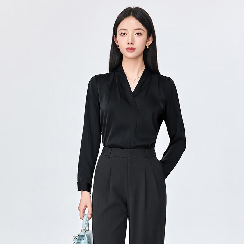 Troumann Women s Non-Iron V-Neck Long Sleeve Blouse L