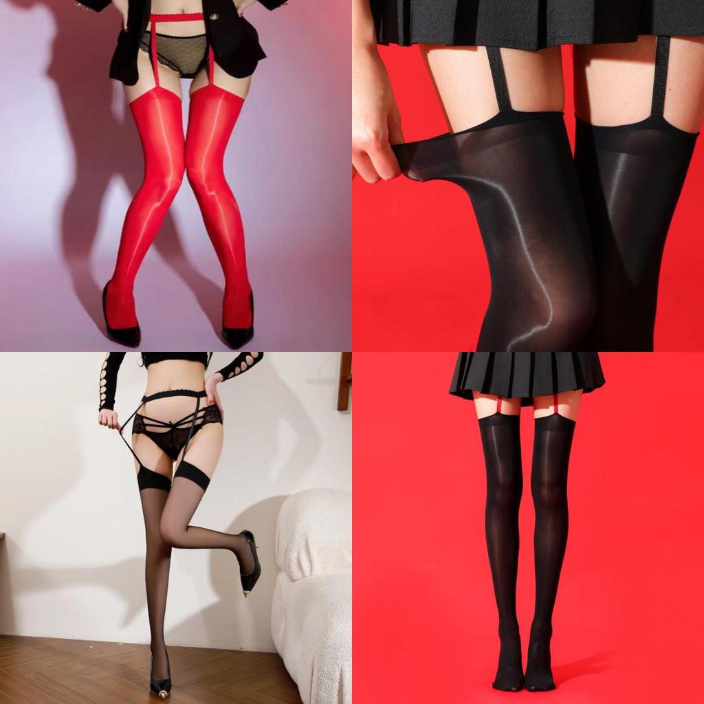 Nylon Sheer Tights With Lace Straps For Nightclub And Summer Wear For Women