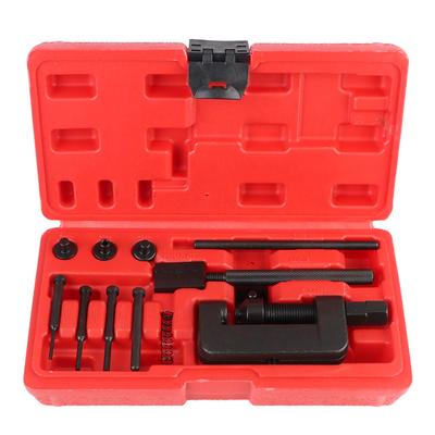 Heavy Duty Splitter Link Riveter Set Motorcycle Bike 13Pcs Cam Drive Chain Breaker Riveting Repair Tool Kit With Red Case