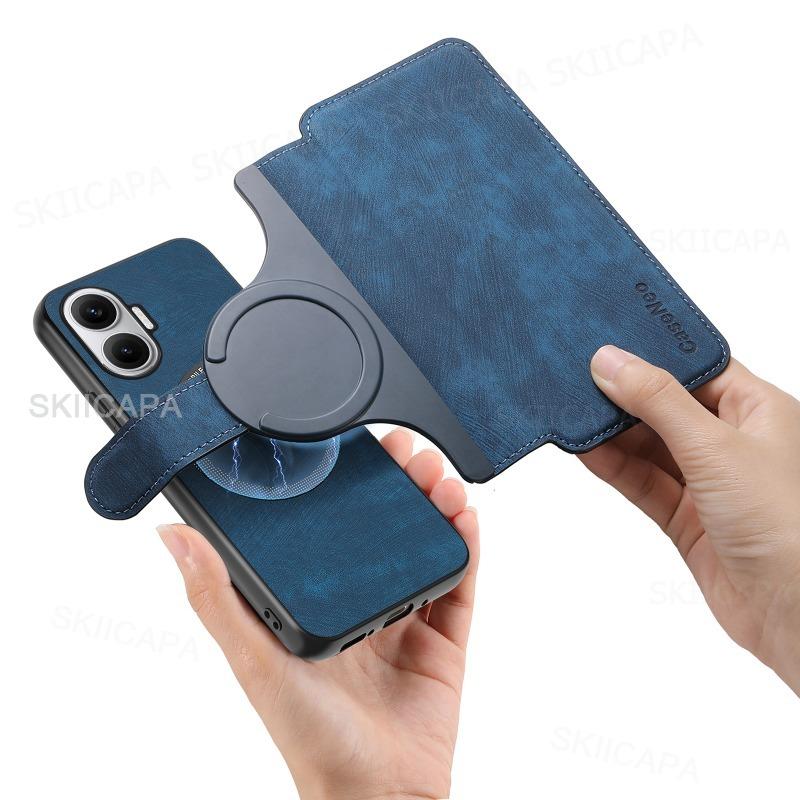 

для кожаного чехла-книжки Magsafe для POCO F7, съемный магнитный кошелек-кардхолдер, чехол-сумка для телефона для Xiaomi Redmi Turbo 4Pro for POCO F7 синий