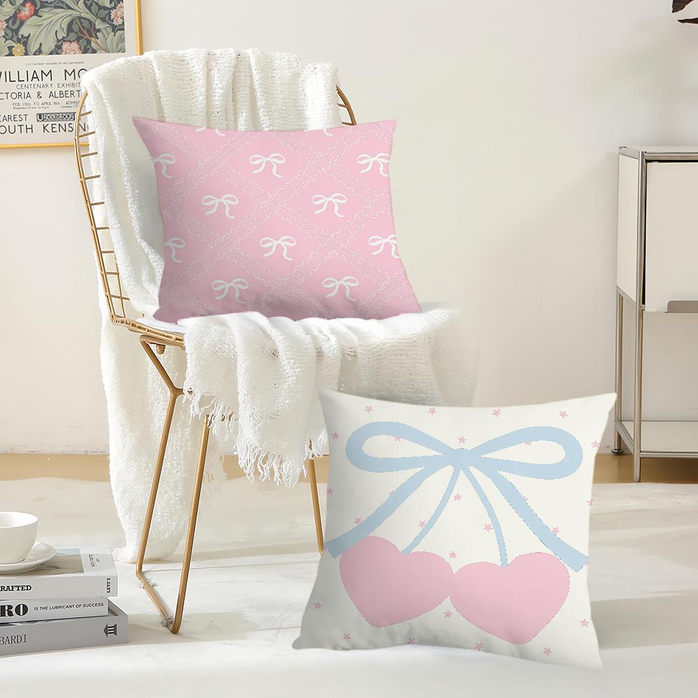 Kunst Rosa Schleife Kirsche Lieblich Kawaii Kissenbezug Geeignet für Schlafzimmer Wohnzimmer Autos Heimdekoration