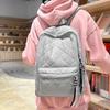 Lightweight Quilted Backpack Casual Fashion Daily Bag Large Capacity School Bag for Students Minimalist Design Commute Travel with Functional Pockets