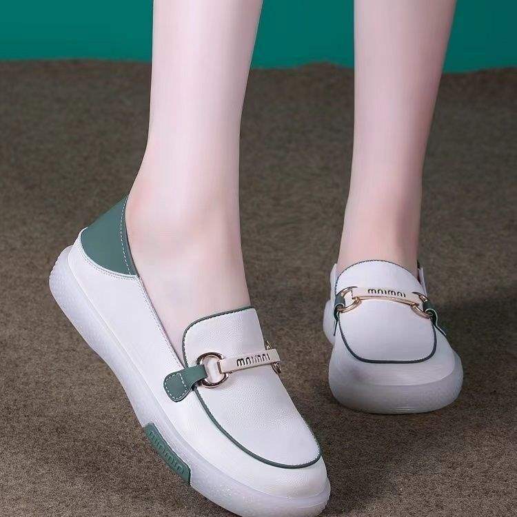 One Pedal Breathable Non-slip Soft Leather Soft Sole Shallow Mouth Loafers Beef Tendon Sole