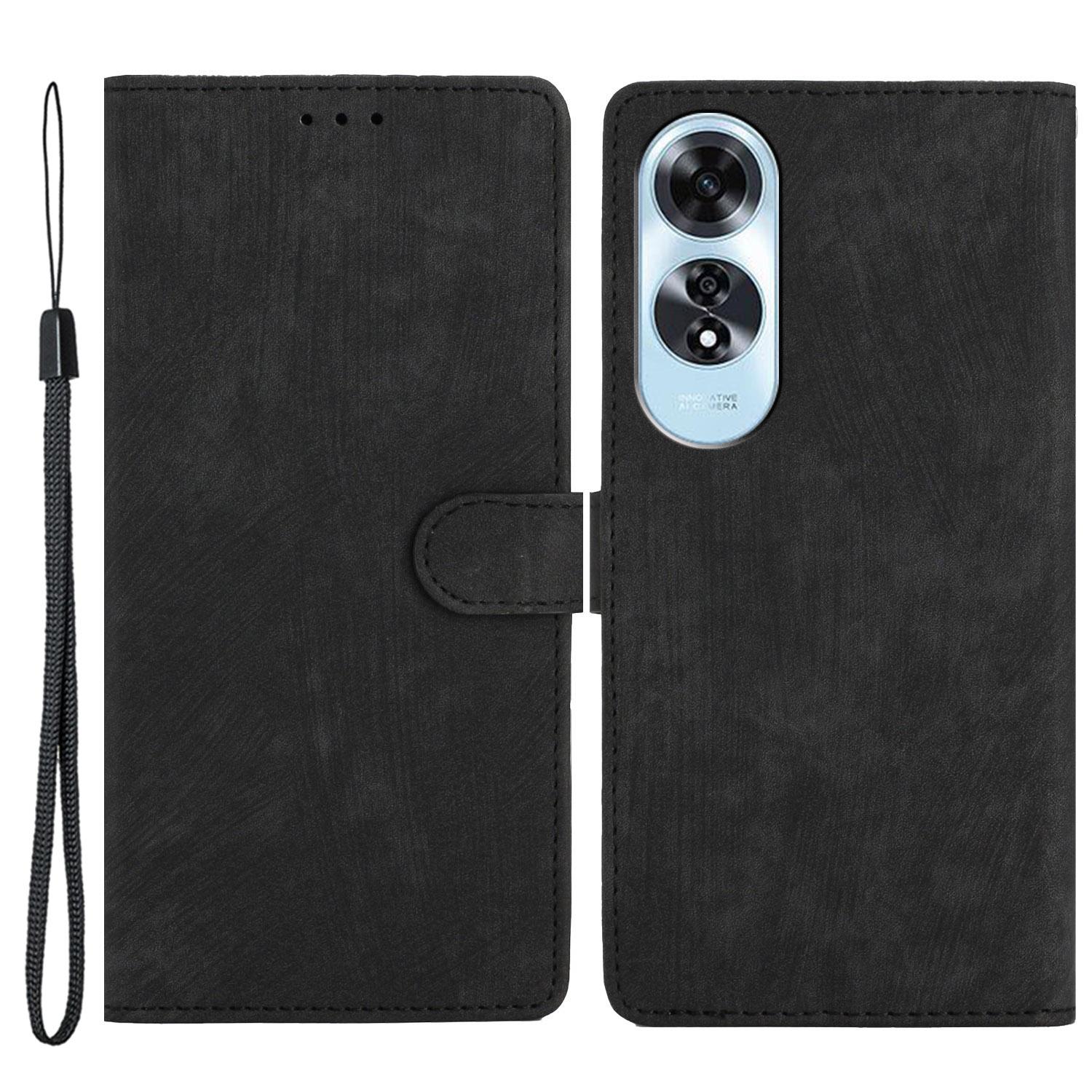 

For Oppo A60 4G Case Skin-Feeling Leather Phone Cover with Card Slots Card Holder Black