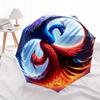 Yin Yang Phoenix Waterfall Art PrintUmbrella, Portable 3-Fold Compact Umbrella for Men & Women Gift