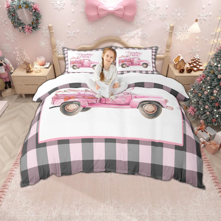 Homewish Frohes Neues Jahr Bettbezug-Set für Kinder 2-teilig/3-teilig, Fröhliche Weihnachten Xmas Bettwäsche, Nussknacker Weihnachtsmann Bettdeckenbezug