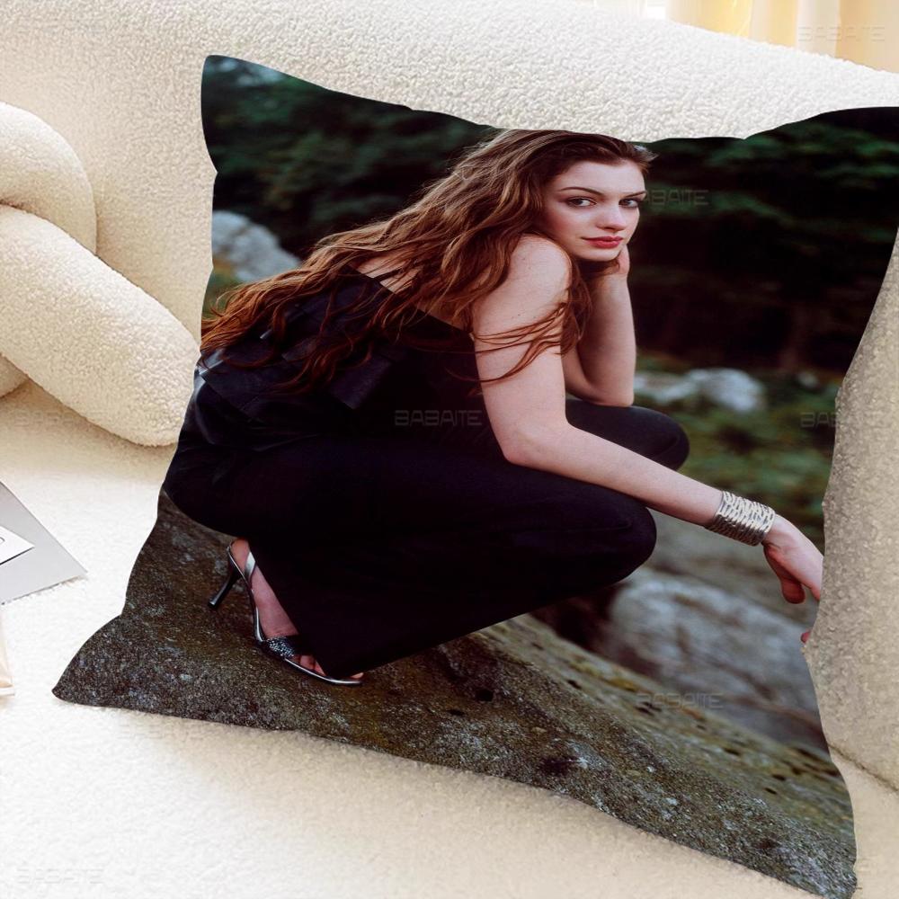 A-anne H-hathaway Pillow Gift Home Office Decoration Bedroom Sofa Car Cushion Cover Case 45x45