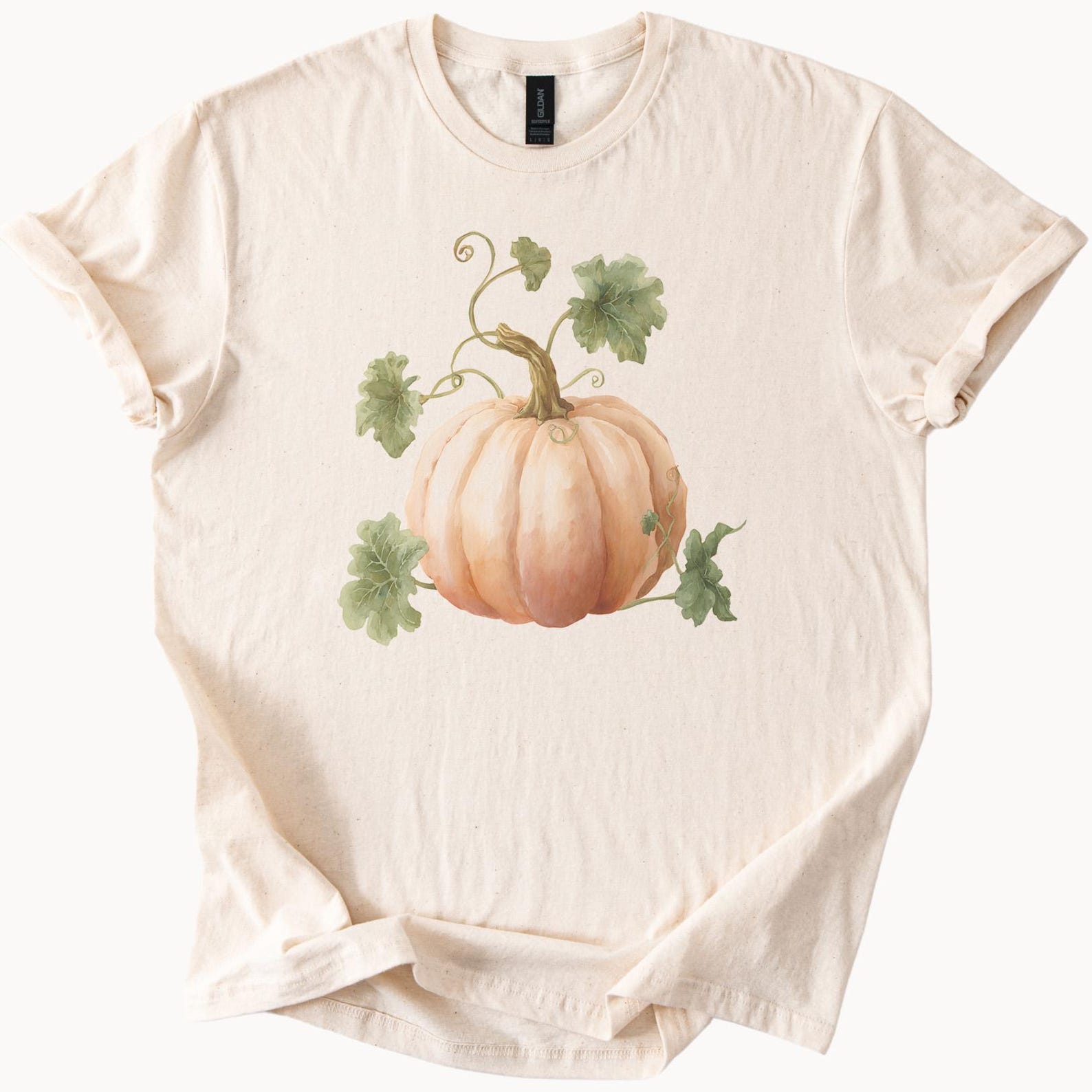 Watercolor Pumpkin Graphic Tee Fall Harvest Shirt Botanical Pumpkin Shirt Autumn Aesthetic Pumpkin T Shirt Thanksgiving Outfit 160