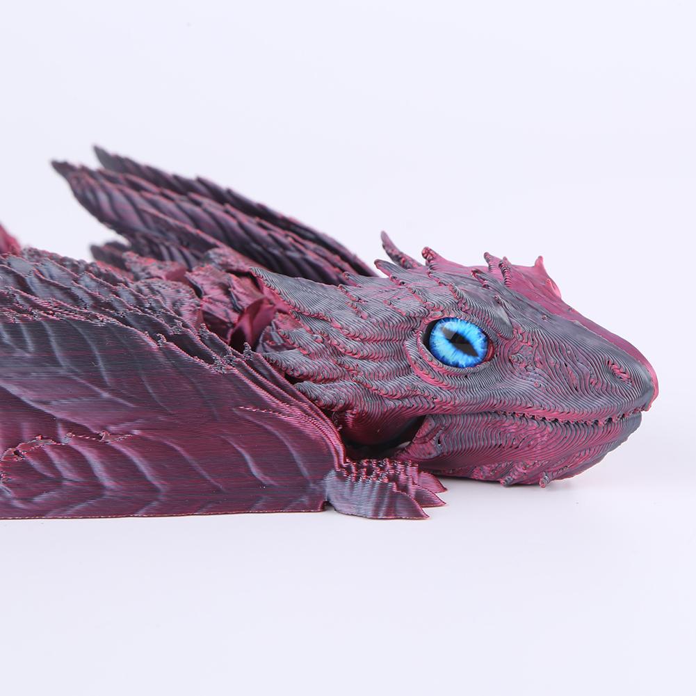 3D Printed Dragon with Wings Realistic Articulated Dragon Statue Home Room Decoration Animals Ornament Kids Birthday Gifts