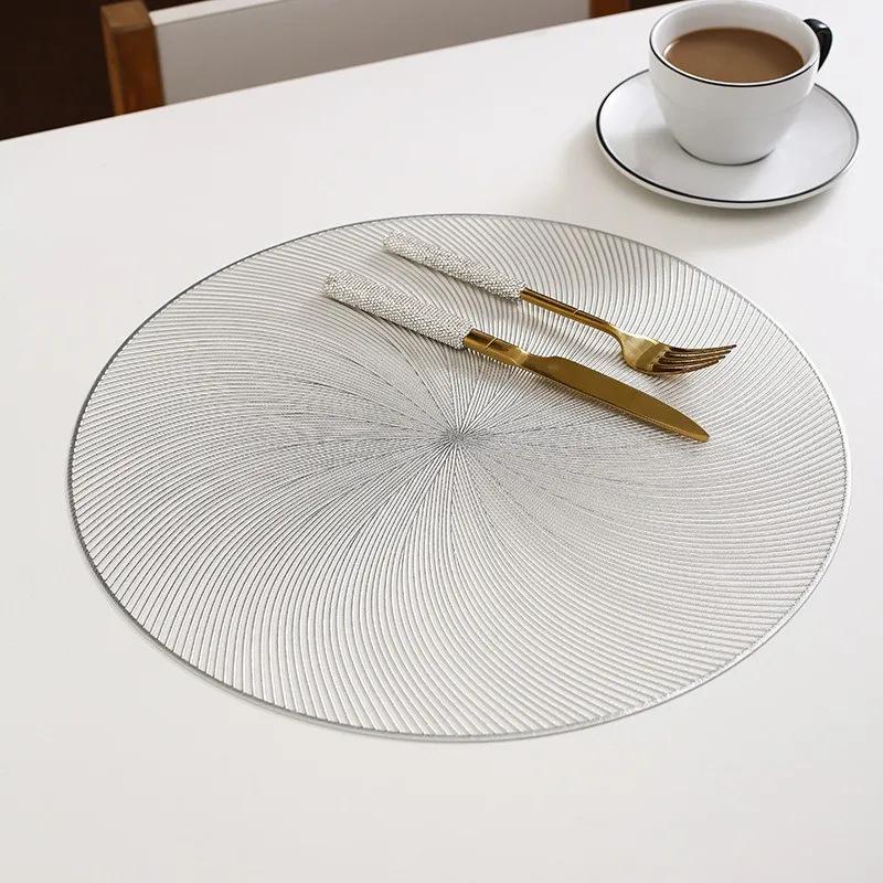 1Pc 38x38cm Round Waterproof Blooming Placemat Insulation Light Luxury Anti Slip Table Mat Home Decoration