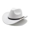New Unisex Vintage Western Cowboy Cowgirl Felt Hat With Punk Belt Winter Autumn Panama Imitation Wool Jazz Cap