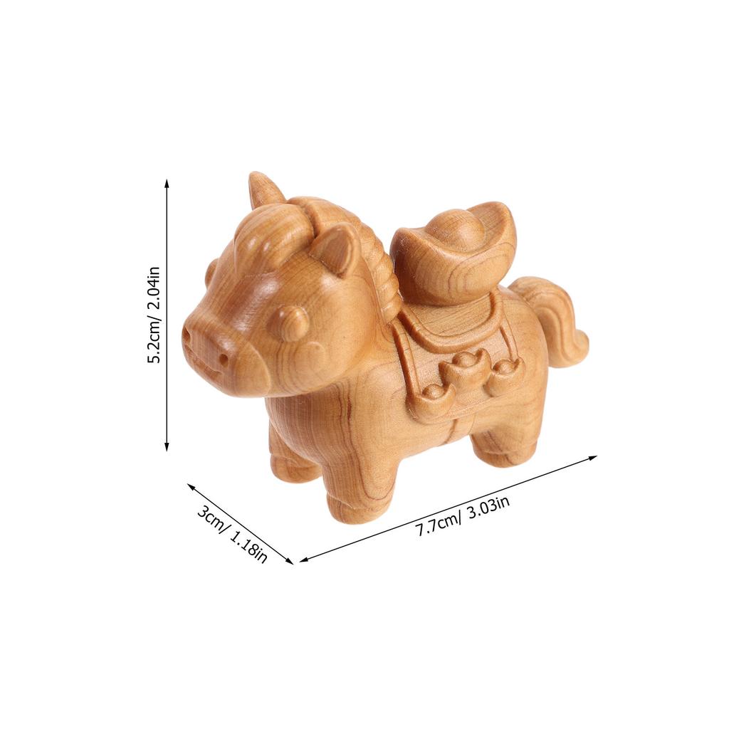 Small Wooden Horse Statue Hand-Carved Vintage Desk Decor Miniature Wood Animal Sculpture Home Office Decoration Feng Shui