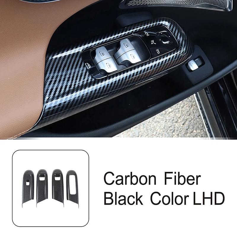 Door Armrest Window Glass Lift Button Panel Cover Carbon Fiber Pattern Trim For Mercedes Benz E Class W214 2024 Car Accessories