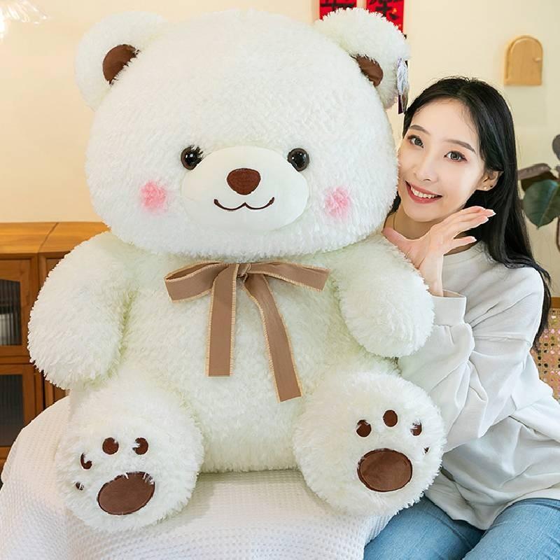 Adorably Charming Bowknot Teddy Bear Plush Toy Cartoon Stuffed Doll For Kids