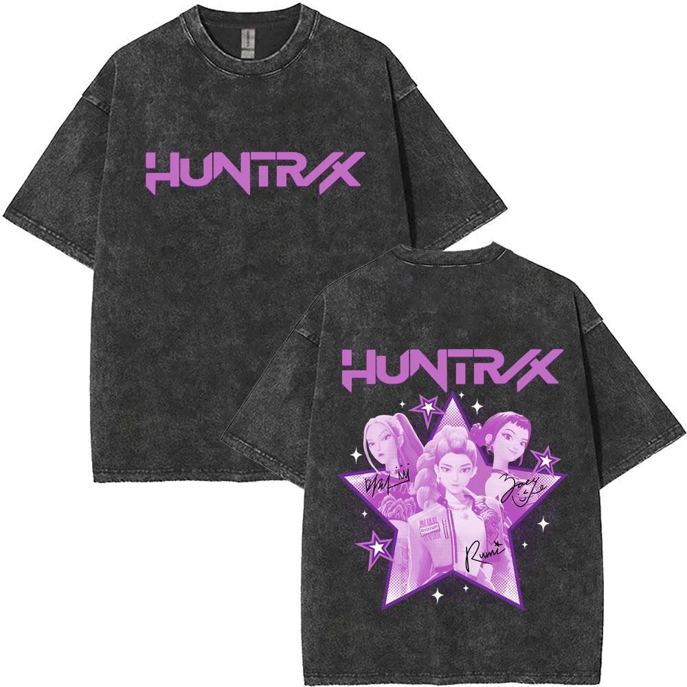 Washed Vintage Movie KPop Demon Hunters Graphic T Shirt Kawaii Rumi Mira Zoey Print T-shirt Men Women Fashion Casual T Shirts