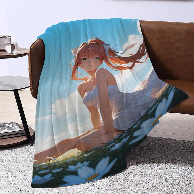D-Doki Doki L-Literature Club Anime Throw Summer Blanket Fluffy Microfiber Bedding Portable Bed Blankets for Decorative Sofa