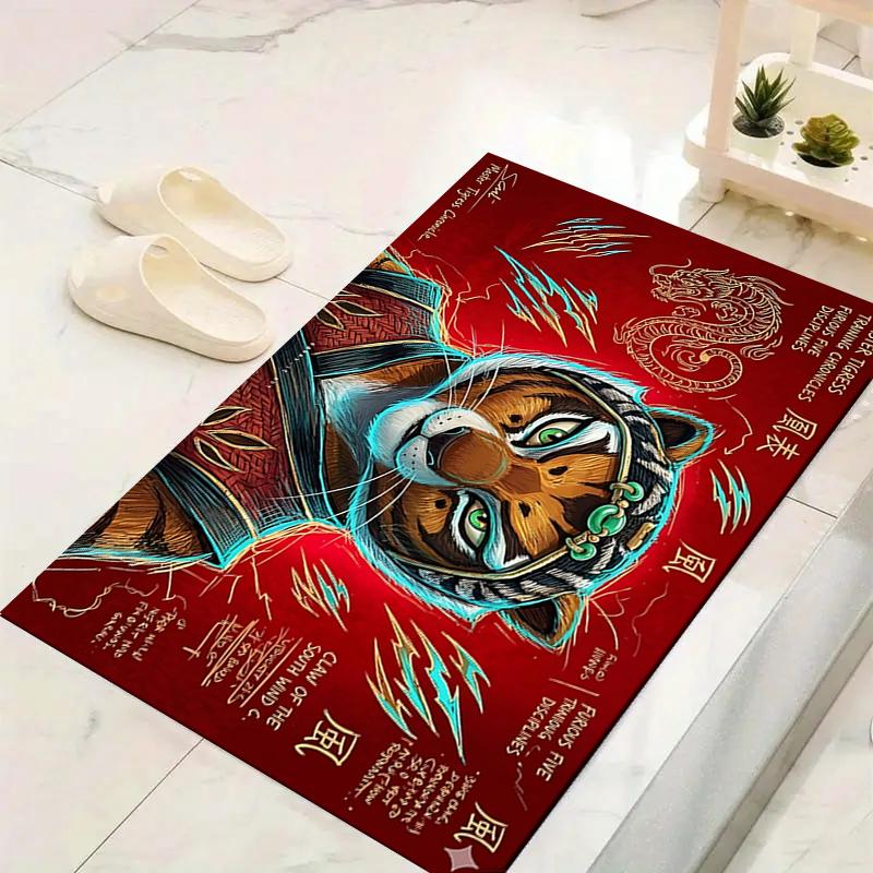 1 Stück Tigergeist Tattoo Teppich, Büroteppich Innen Außen Fußmatte, Rutschfest, Bequem, Wohnzimmer, Weihnachten Halloween, Weihnachtsgeschenk S1262