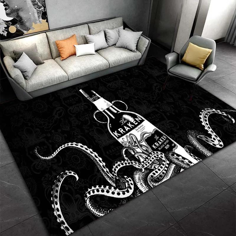 Spiced Rum Kraken-Black Pattern Carpets Bedroom Play Mats Bedroom Decor Carpet Livingroom Rug Crawl Mat Christmas Gift Rug