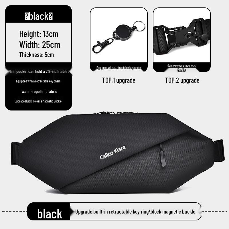 

Мужская легкая нагрудная сумка кроссбоди: Большая вместимость, Водонепроницаемый, Спортивный повседневный дизайн, Набедренная сумка для мобильного телефона