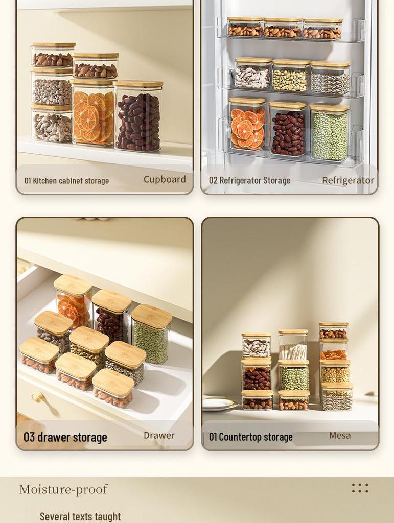 Transparent Plastic Food Jar with Bamboo Lid for Kitchen Storage