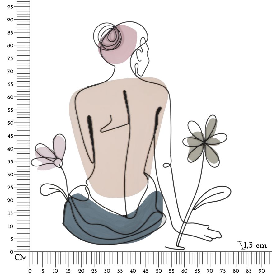 Wall Panel Lady With Flower Cm 80X1,3X90