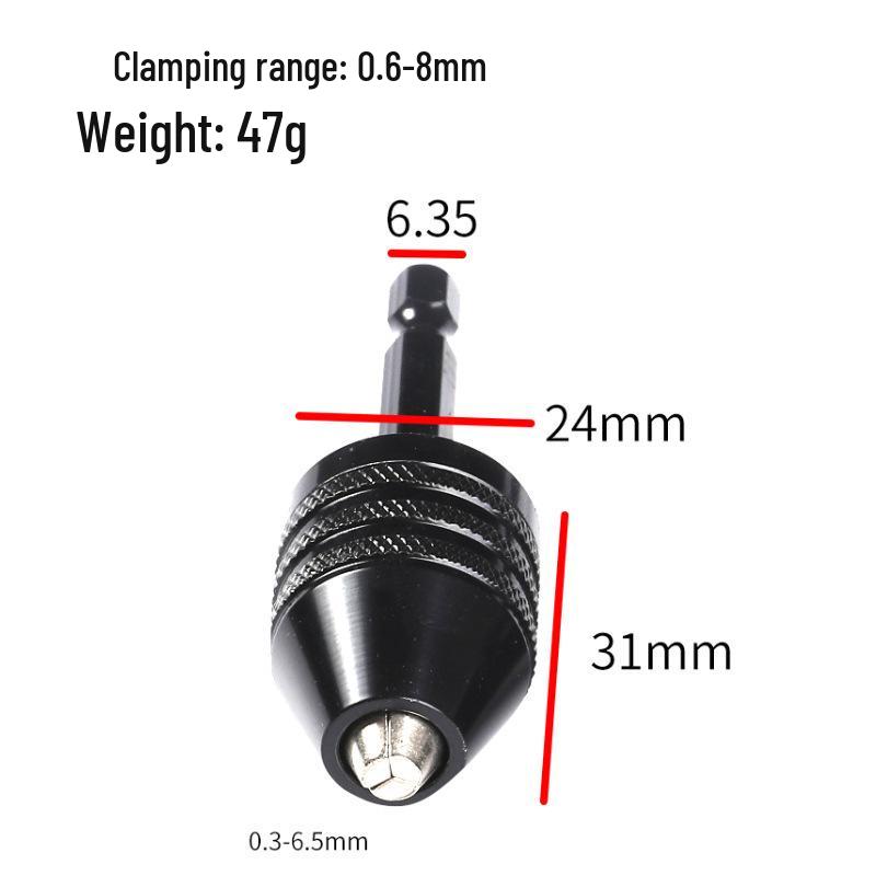 0.3-6.5mm Hex Shank Quick-Change Self-Centering Drill Chuck for 3.6 Electric Grinder