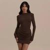Street Style Long Sleeve Bodycon Dress With Milk Silk Fabric For Casual Wear