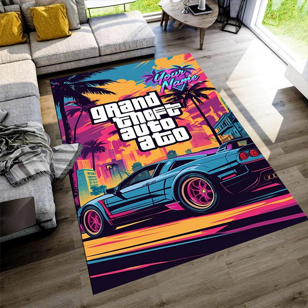Grand Theft Auto Customize Text Floor Mat Perfect for Kitchen Bedrooms Game Room Living Rooms Anti-slip Rug Decorate Offices