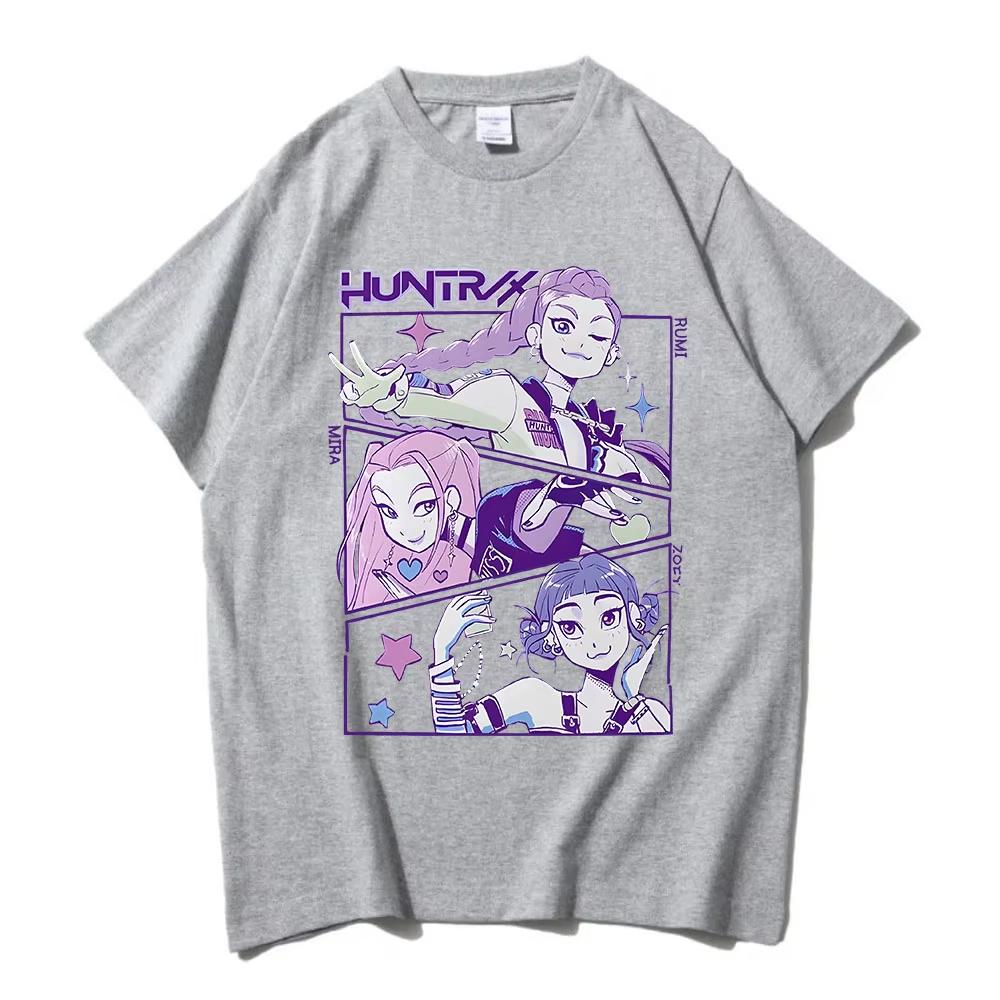 2025 Summer KPop Demon Hunters Movie Print Men's T-shirt Short Sleeve O-neck Tees Cotton Fashion Casual Streetwear Unisex Tops