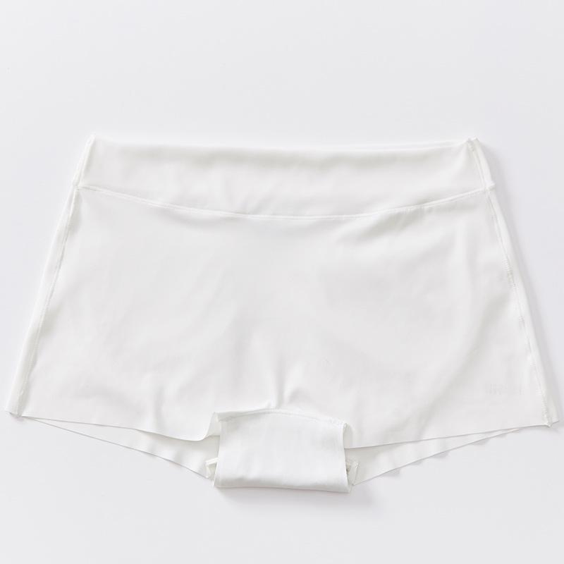 Seamless Women's Mid-Waist Boxer Briefs - Ice Silk, Breathable, Solid Color, Anti-Exposure Safety Shorts with Cotton Crotch