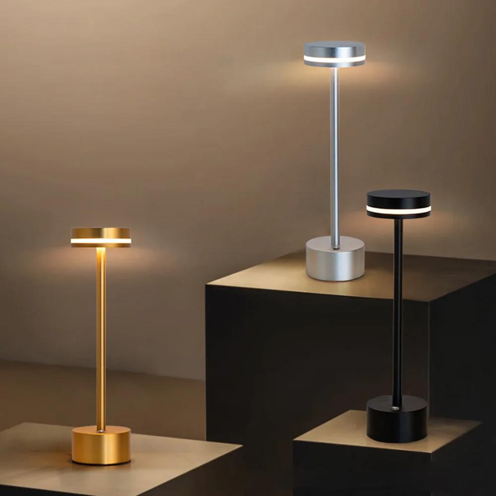 Retro LED Rechargeable Touch Table Lamp Stepless Dimming Reading Lamp Table Lamp Bedside Lamp Hotel Bar Decoration Night Light