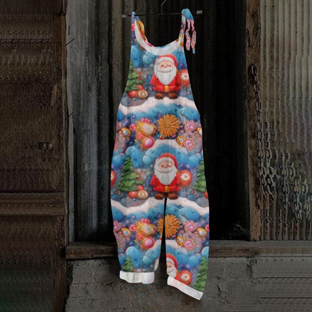 Women's Jumpsuit Halloween Print  Casual Loose Vintage Shoulder Strap Cotton Linen