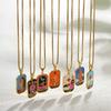 New Design Colorful Enamel Tarot Cards Pendant Necklaces  18K Gold Plated Sun Star Moon Box Chain Choker Jewelry for Women