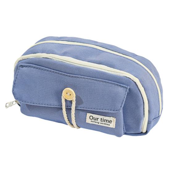 Retro Pencil Bag Multi-Compartment Canvas Pencil Case Large Capacity Pen Pouch Stationery Organizer for Students Boys Girls