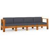 VidaXL Garden Sofa 4-seater and Cushions Dark Grey Solid Acacia