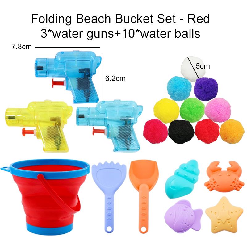 Children Summer Sand Playing Toys Plastic Seaside Outdoor Folding Bucket Water Gun Entertainment Over 3 Years Old Kids Gifts TMZ