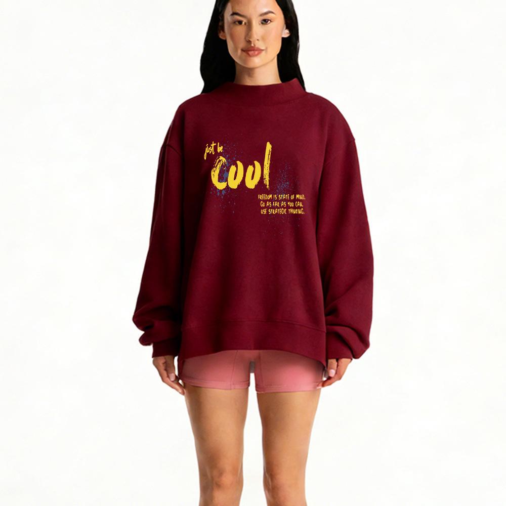 European Heavyweight Women's High Neck Loose Hoodie - Autumn Collection