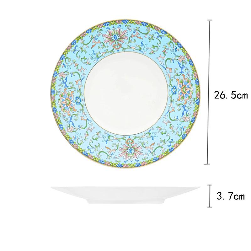 Keramikteller im Retro-Palaststil, kreativer runder Steak-Dessertteller, Luxushotel, exquisite Speiseteller, Haushaltsgeschirr