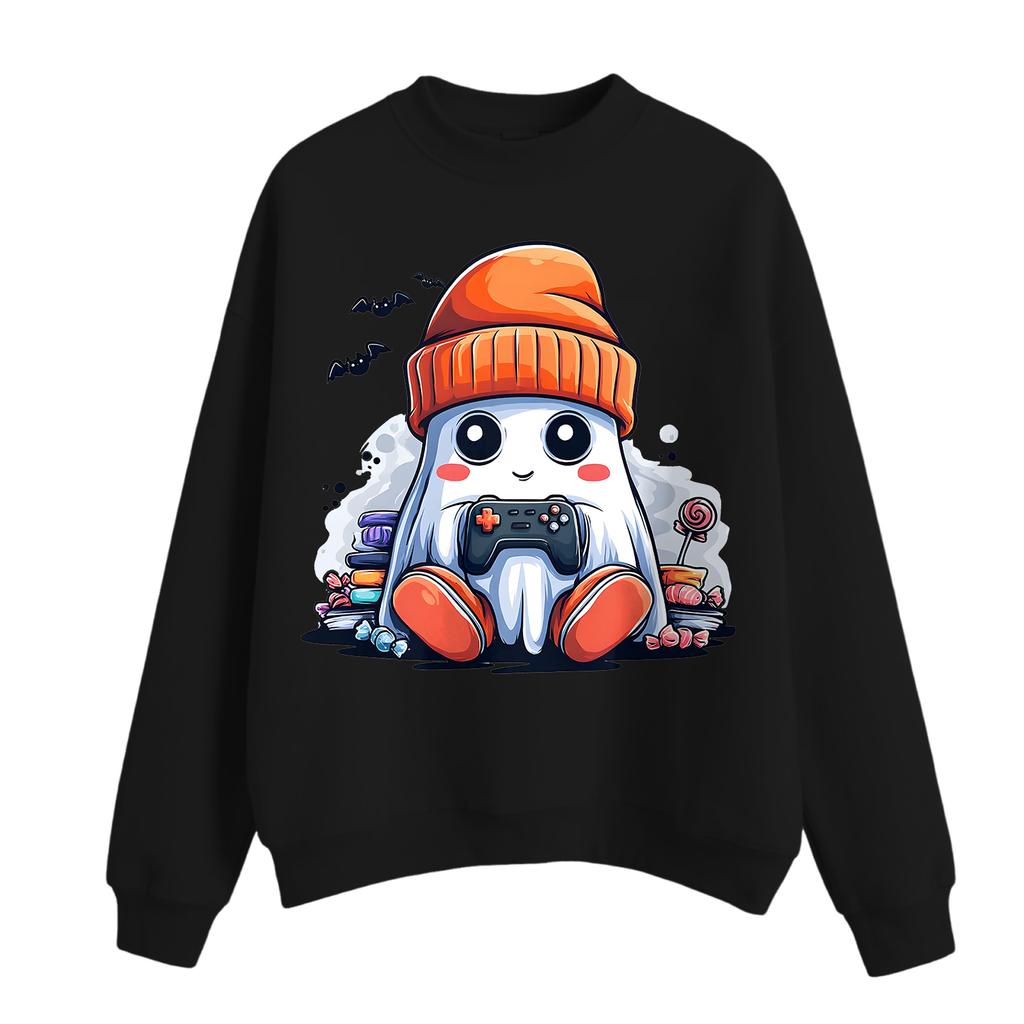 Women's Casual Fashion Round Neck Long Sleeve Halloween Printed Sweatshirt