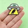 Kawaii UFO Alien Black Cat Enamel Pin Cute Cartoon Brooch for Backpack