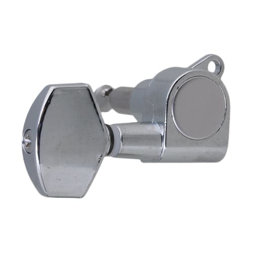 Yibuy Chrome Acoustic Guitar Tuning Pegs, Tuner Machine Pegs, 3L3R (Chrome Finish)