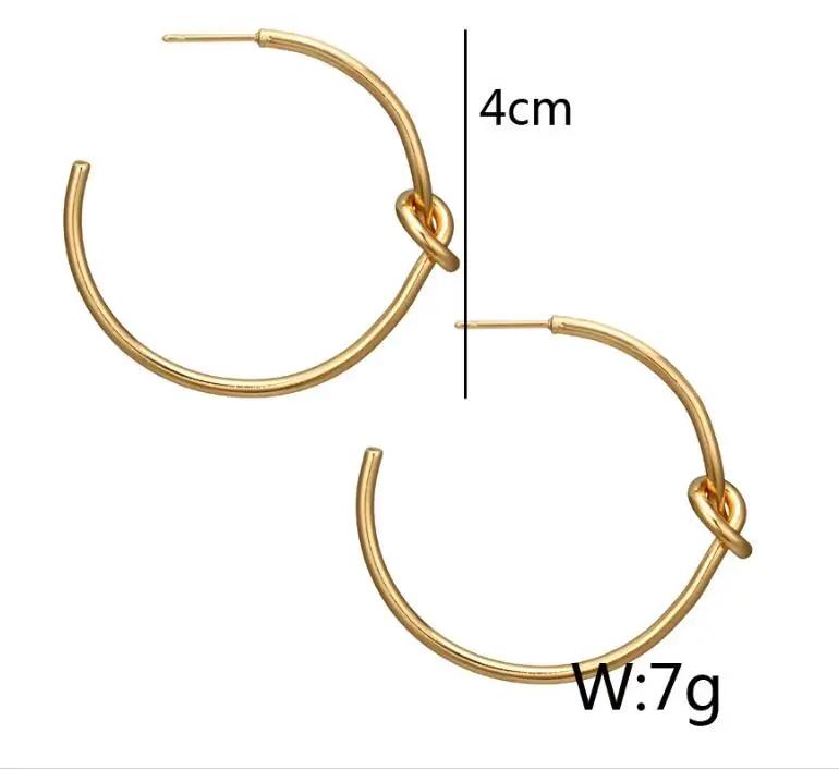 1 par Brinco Argola Nó Torcido Simples Dourado Liga Semicírculo cor dourada Brincos Presentes Acessórios