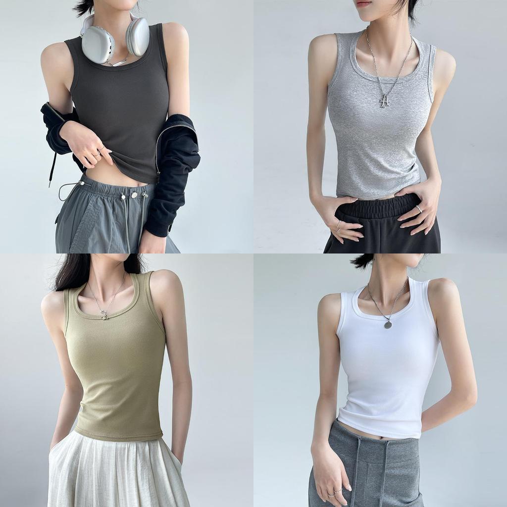 Cotton Sleeveless Tank Top With Wide Straps For Summer Yoga And Beach Wear
