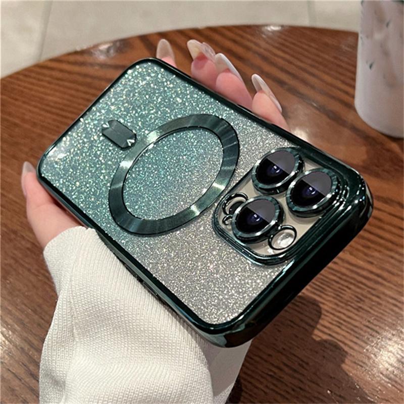 Für iPhone 15 Pro Max Luxus Magsafe Magnetische Quadratische Beschichtung Rahmen Gradienten Glitter Telefon Fall Für iPhone 11 12 13 14 15 Plus Abdeckung