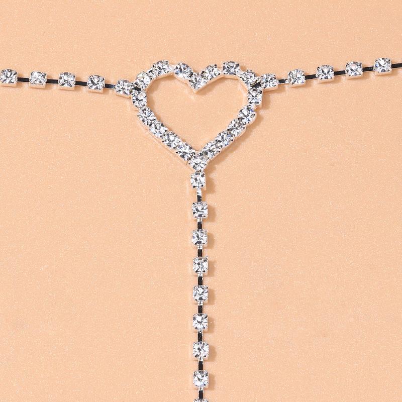 Stonefans Bohemian Crystal Heart Leg Chain Sexy Thigh Jewelry For Women Waist Belly Body Jewelry Rhinestone Leg Garter Chain
