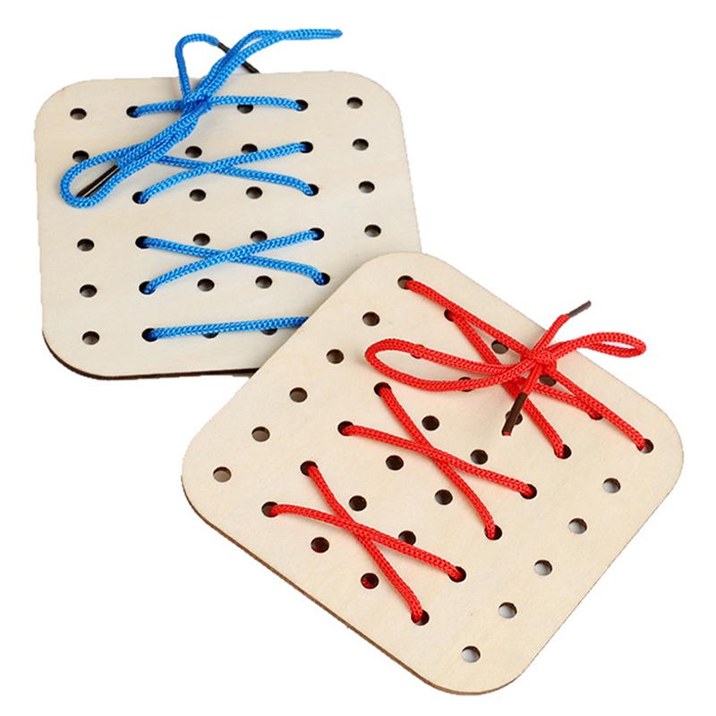 Wooden Montessori Teaching Aid Geometry Rope Threading Games Children'S Early Education Thinking Training Board Educational Toys