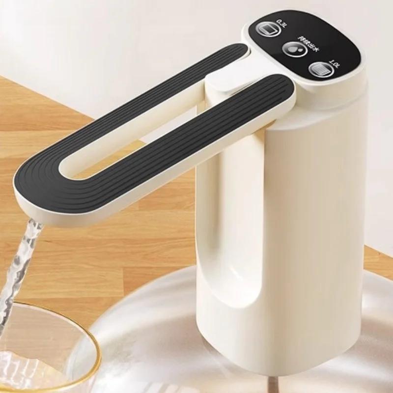 

Электрический насос для бутылок с водой в галлонах с 3 режимами автоматического складного насоса для диспенсера воды, перезаряжаемый складной настольный насос для бутылок с водой черный белый