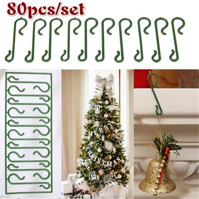 80pcs Christmas Ornaments Hooks Christmas Tree Decoration Pendants Santa Claus Dolls Hanging Hooks