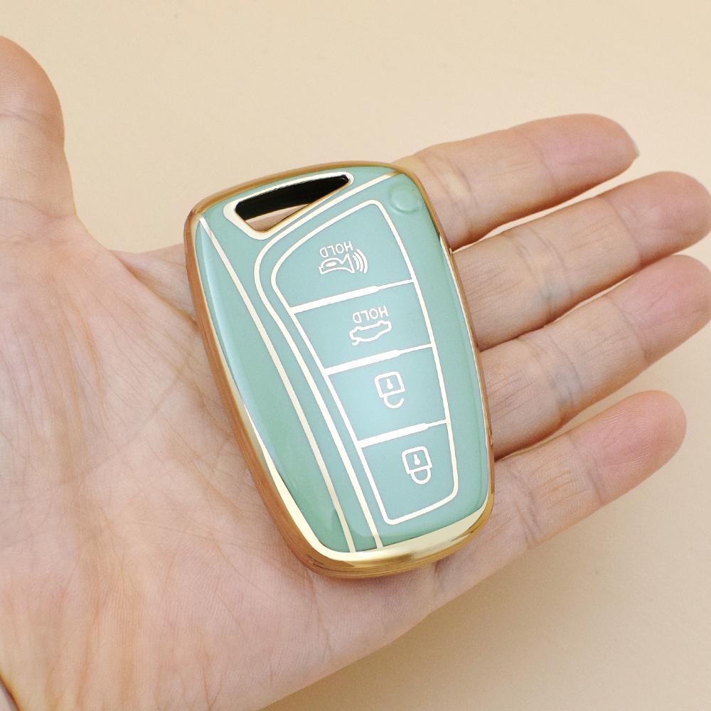 

Чехол-держатель для ключей из ТПУ с 4 кнопками для Hyundai Genesis DH Grandeur Azera Grand Santa Fe 3 DM IX45 IX35 HG Equus 2013 2014 зелёный