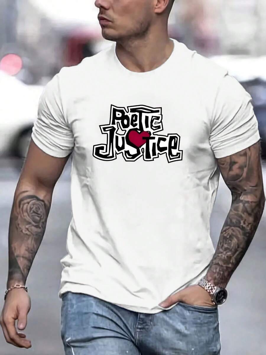 

Unisex s Casual Short Sleeve T-Shirt With Social Justice Slogan Print S